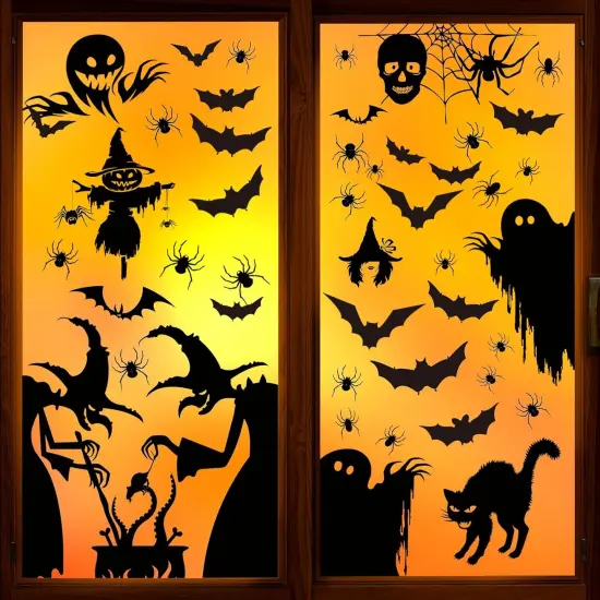 4 Sheets Spooky Halloween Window Stickers {1}