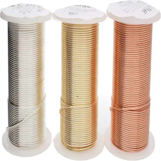 The Beadsmith Wire Elements 20-Gauge Lacquered Tarnish-Resistant Copper Wire for Jewelry Making, 4-15 Yard, 13.72 Meter Spools (Gold, Silver, & Copper Color) {1}