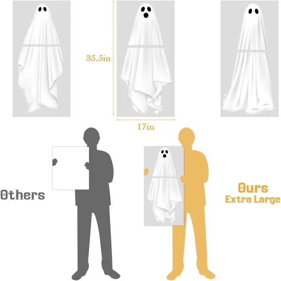 3 Sheets Large White Ghosts Halloween Window Decals {2}