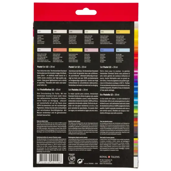 Amsterdam Standard Acrylic Paint Set 20ml 12/Pkg-Pastel {4}