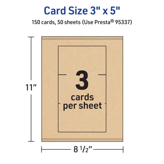 Avery Kraft Brown Index Cards, 3" x 5" Rectangle {5}