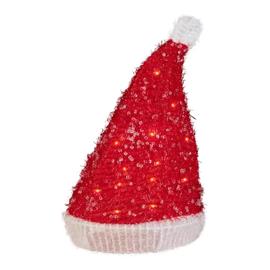 Northlight 12.25" Lighted Santa Hat Christmas Tree Topper, Clear Lights Red {6}