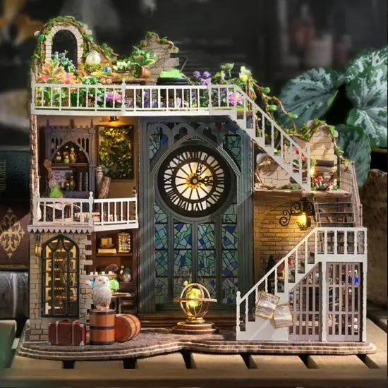 Miniature Wizardi Roombox Kit - Dollhouse Kit Clock {2}