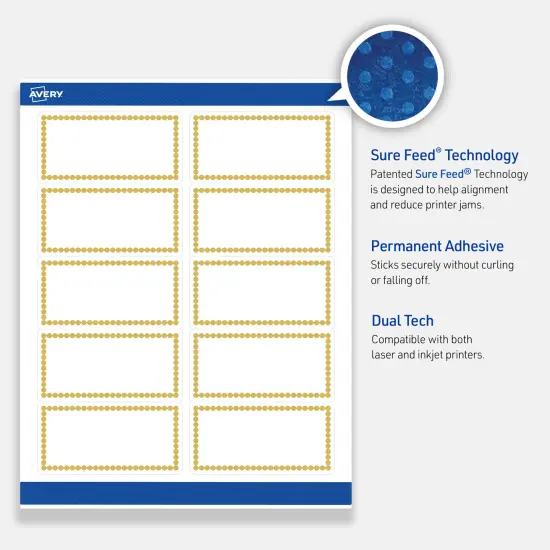 Avery Printable Rectangle Labels, Gold Beads, 2" x 4", Matte White Rectangle Labels, Permanent, Laser/Inkjet, 100ct, Great for Product Labels {3}