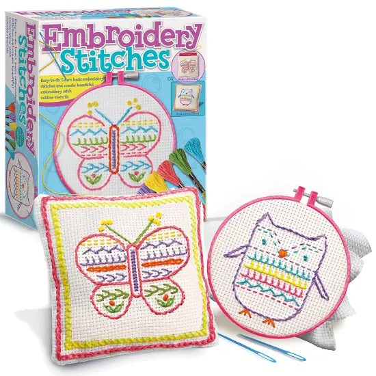 4M: Easy-To-Do: Embroidery Stitches - DIY Craft Set, Learn 10 Basic Skills, Floss-Stencils-Hoops-Canvases-Accessories, All-In-1, Beginners & Kids 8+ {3}