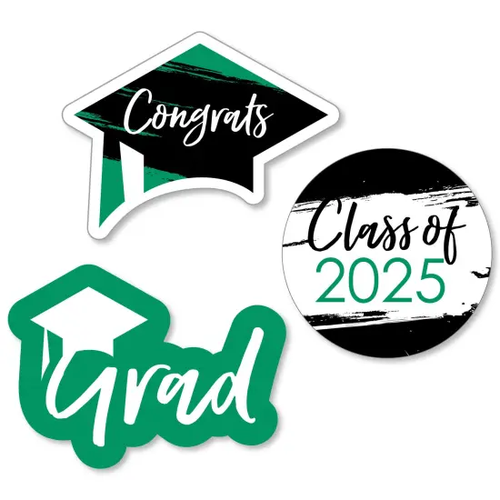 Big Dot of Happiness Green 2025 Graduation Party - DIY Shaped Cut-Outs - 24 Count {1}