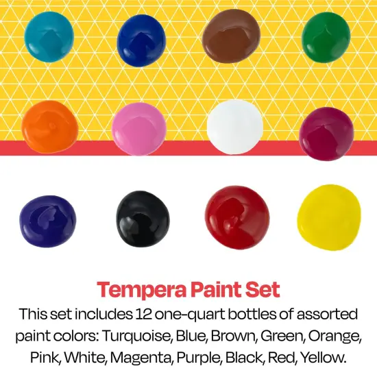 School Smart Tempera Paints, Assorted Colors, Quart Set of 12 {4}