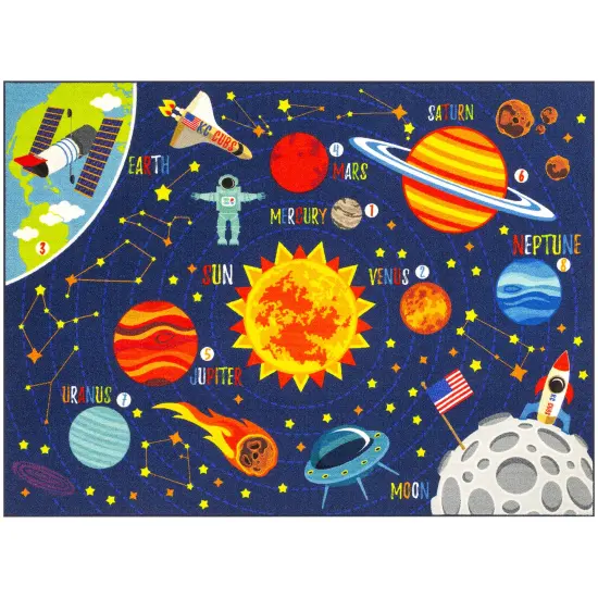 KC Cubs: Educational Rug: Solar System Map - 5x7' Playmat - Interactive Outer Space Play, Activity Area Carpet, Bedroom-Classroom, Baby-Toddler-Kids {1}