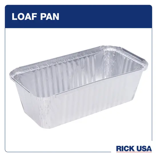 RICK USA: 8" Loaf Pan - 25 Pack -Disposable Aluminum Foil, Multi-Purpose Baking-Bread-Cooking, Durable, Grill-Oven-Freezer-Dishwasher Safe, Recyclable {3}