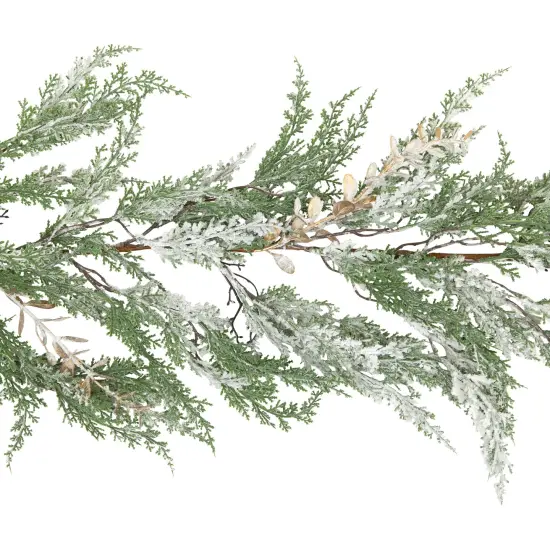 Northlight Real Touch&trade; Flocked Cedar Pine Artificial Christmas Garland - 10' - Unlit Green {6}