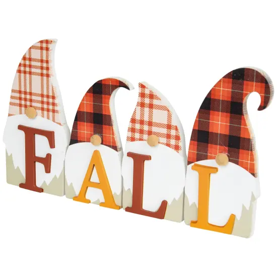 Northlight Plaid Gnomes Fall Harvest Wooden Sign - 10" Red {6}