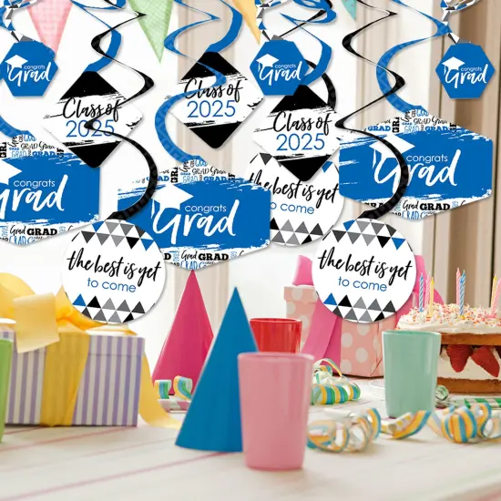 Big Dot of Happiness Blue Graduation Class of 2025 Decorations Hanging Swirls - Set of 40 {3}