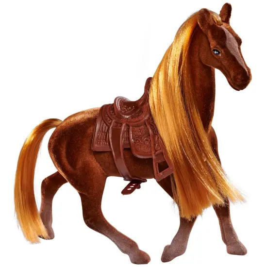 Simba Toys: Flocked Horse Set &ndash; 3 Detailed Pony Figurines, 7" Toy Animal Miniatures, Brush & Saddles, Brown, White, Black Set, Nature World, Kids 3+ {4}