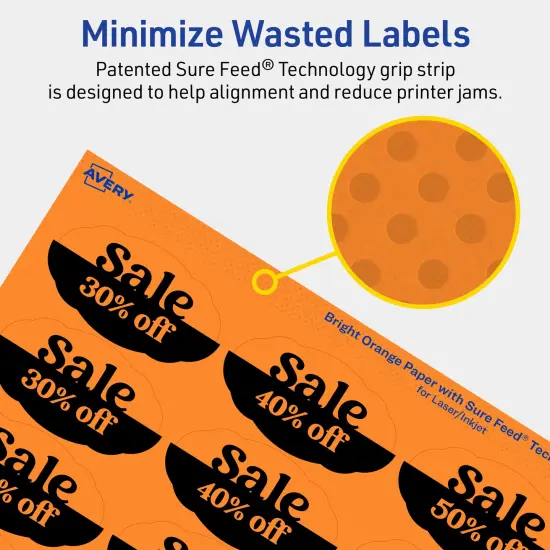 Avery Bright Orange Paper Labels, 1-1/8" x 2-1/4" Oval Scalloped {4}