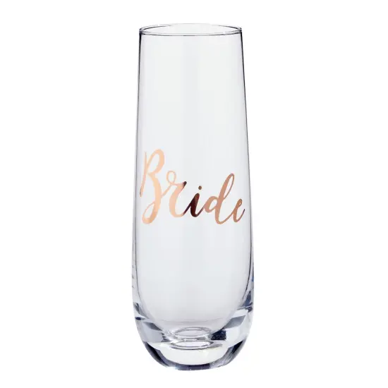 Juvale Rose Gold Stemless Champagne Glasses for Bride and Maid of Honor, 9.8 oz Wedding Flutes Gift Set (2 Pieces) Clear {5}