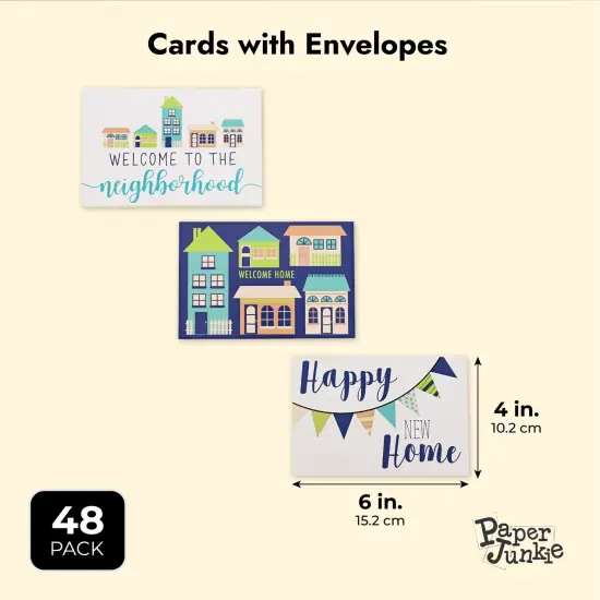 48 Pack Welcome Home Cards - Housewarming Cards with Envelopes Bulk - New Home Congratulations for Realtors, Friends, Neighbors (4x6 In) Multicolor {5}