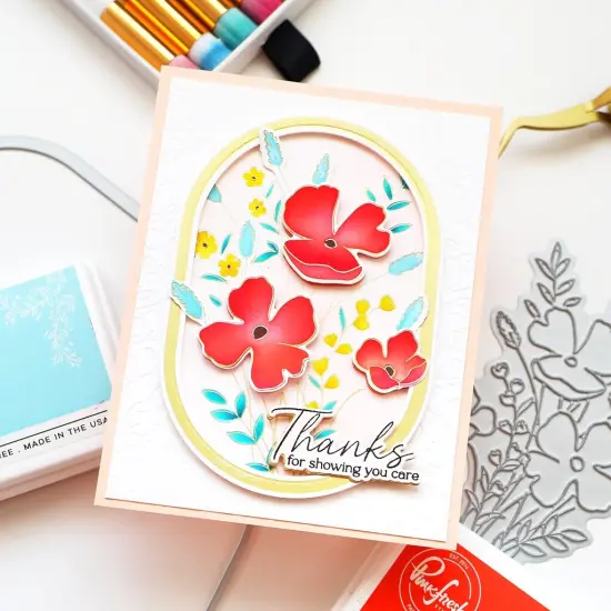 Pinkfresh Studio Press Plate-Playful Petals {5}