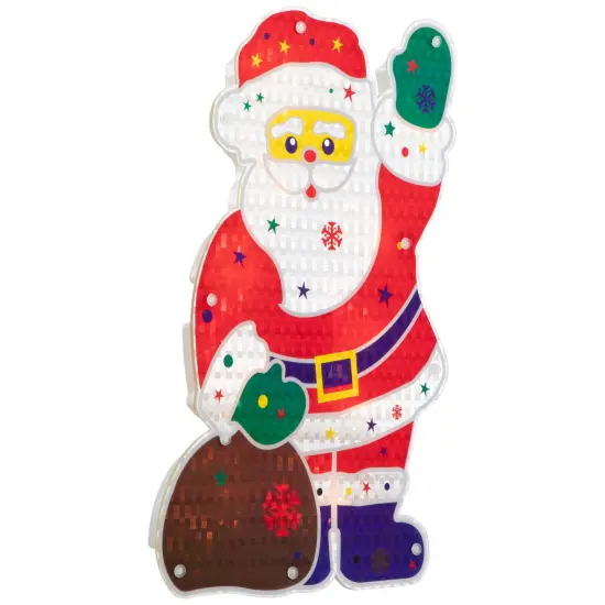 Northlight Lighted Holographic Santa Claus Christmas Window Silhouette - 13" - Clear Lights Red {5}