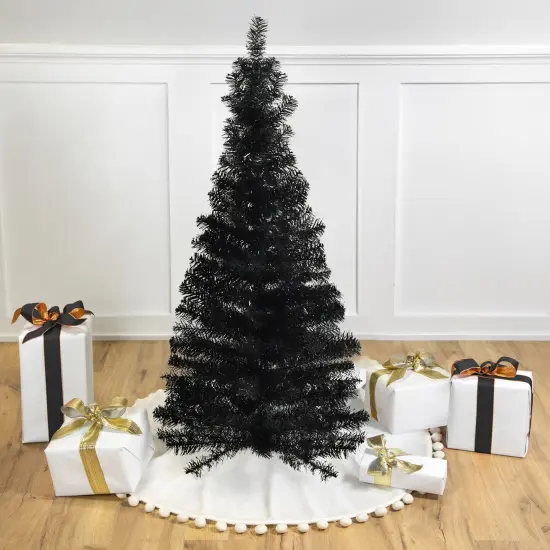 Northlight Slim Tinsel Artificial Halloween Tree - 4' - Black - Unlit {4}