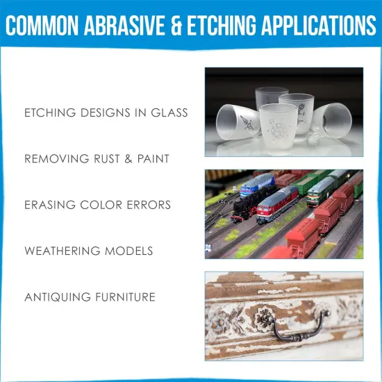 Gravity Feed Air Abrasive Eraser and Etching Airbrush Kit - Mini Sandblaster Etcher Gun with 1/2 oz. Cup, 0.5 mm Tip, Hose {5}