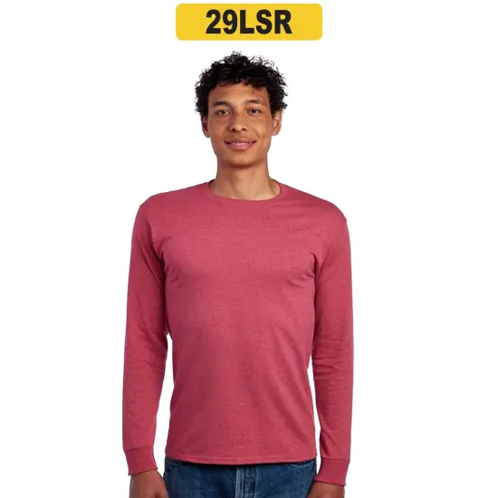 JERZEES&reg; Dri-Power Crewneck Long Sleeve T-Shirt Cyber pink {3}