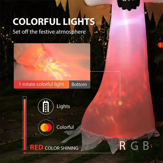 Combo 8FT + 9FT Halloween Inflatable Blow up Ghost LED Lighted Lawn Yard Dec {2}