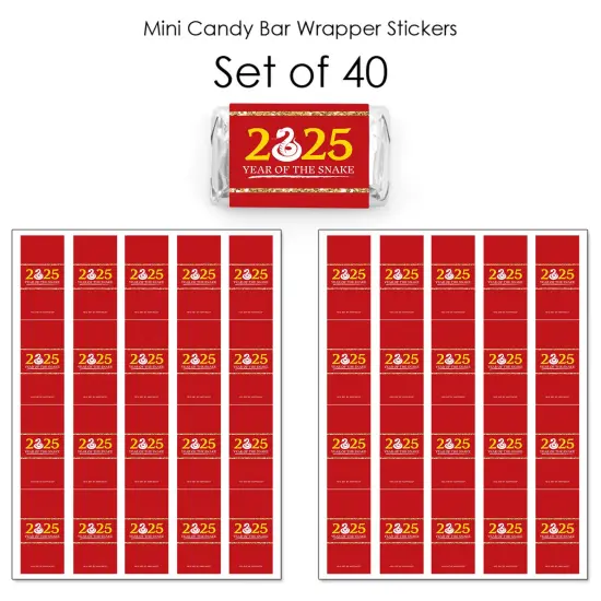 Big Dot of Happiness 2025 Year of the Snake - Mini Candy Bar Wrapper Stickers - Lunar New Year Small Favors - 40 Count {4}