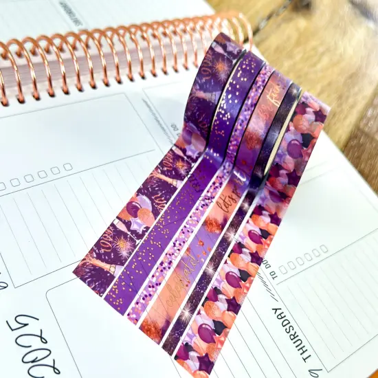 FOILED Celebrate NYE Anniversary Rose Gold Celebration Party Washi Tape Set January 2025 - W124 {5}