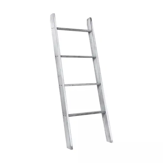 Costway 4-Tier Wall Leaning Ladder Shelf Stand Wooden Blanket Ladder Grey {1}