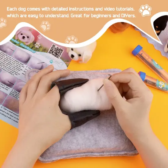 Needle Felt Starter Kit, Needle Felting Kit, Needle Felt Supplies, Wool Felt (Includes Keychain), Needle Felt Pads, Felt Needles, DIY Craft Animal Decor Scissors for Gifts, and Instructions {3}