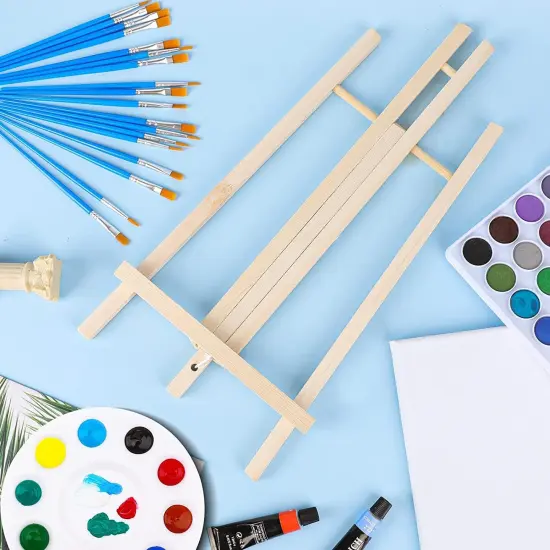 Wood Easels, Easel Stand for Painting Canvases, Art, and Crafts. (11.8 inch, 4 Pack), Tripod, Painting Party Easel, Kids Student Table School Desktop, Portable Canvas Photo Picture Sign Holder {3}