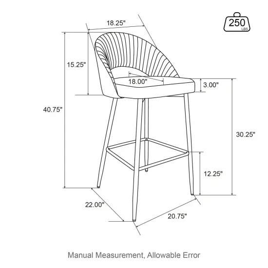 Set of 2/4 Modern Black Quilted Leatherette Bar Stool with Metal Tapered Legs {6}