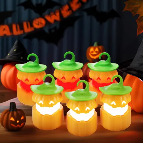 6-Pack Halloween Pumpkin Lantern - Orange&Green {1}