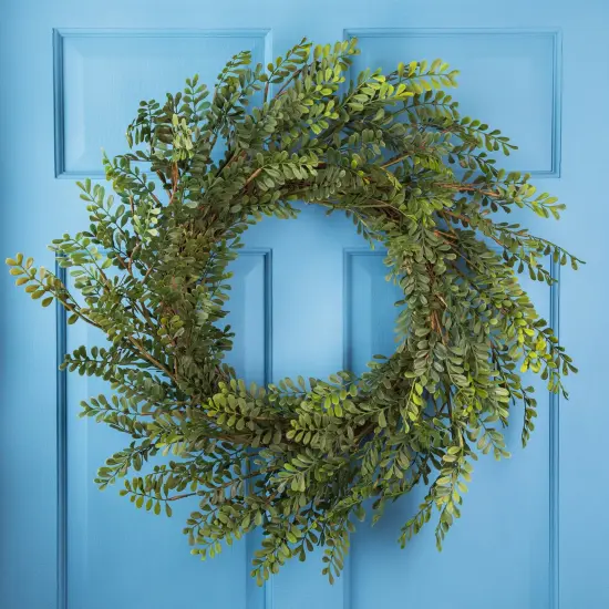 Northlight 32" Mixed Greens Lush Boxwood Artificial Wreath - Unlit {1}