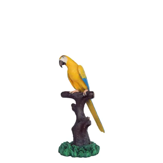Mutation Macaw Yellow Blue Parrot On Branch Life Size Statue {1}