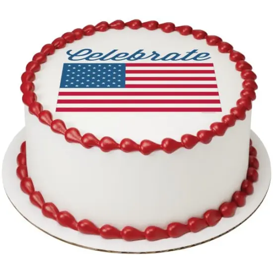 Celebrate America Flag PhotoCake&reg; Edible Cake Topper Icing Image for 6 inch Round cake or larger {1}