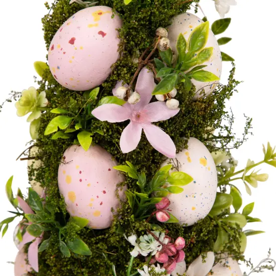 Northlight Floral and Foliage Easter Egg Tree - 14" - Pink and White {7}