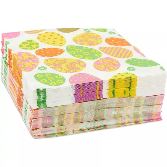 100x Easter Egg Party Paper Napkins for Lunch Tableware Decorations 6.5 Inche {1}