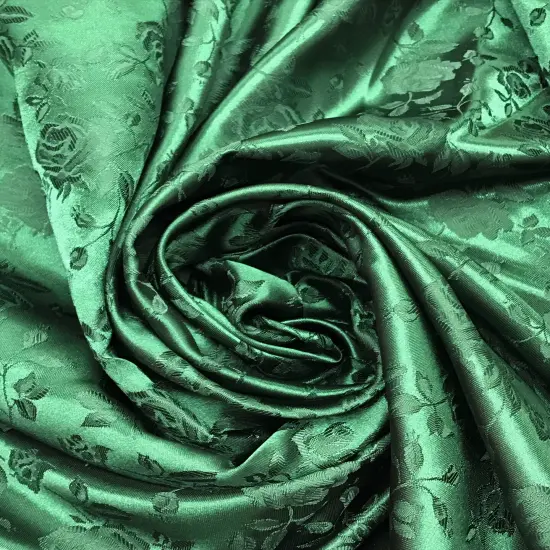 1 Yard Hunter green jacquard satin fabric reversible for tablecloth curtains overlays 58/60" inches wide {2}