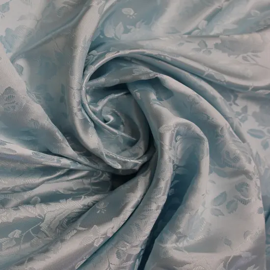 1 Yard Lt. Blue Jacquard Satin Fabric for Curtains Tablecloth Apparel Crafts 58/60 Inches Width {1}