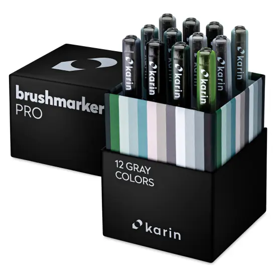 Karin Brushmarkers Pro Markers and Sets - Set of 12, Gray Colors {1}