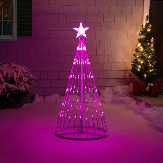 Northlight LED Lighted Show Cone Christmas Tree Outdoor Decoration - 4' - Pink White {4}