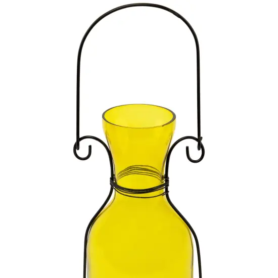 Northlight Transparent Glass Candle Lantern with Metal Frame - 12" - Yellow and Black {6}