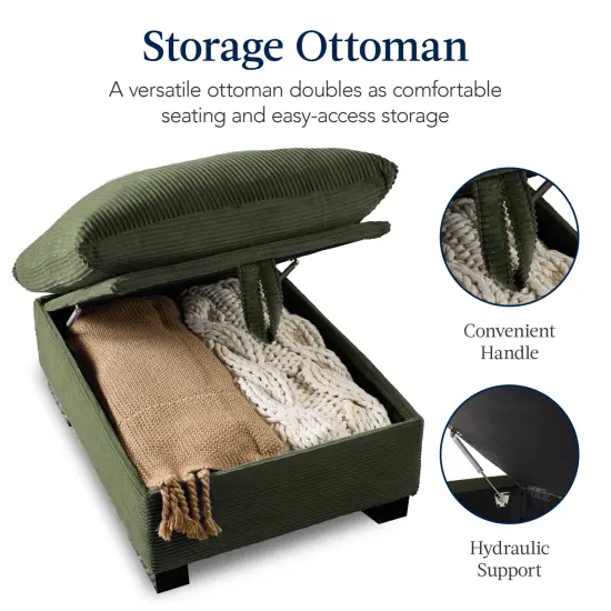 Best Choice Products 82in Modular Sectional Pillowtop Sofa w/ Ottoman & Storage Moss Green {6}