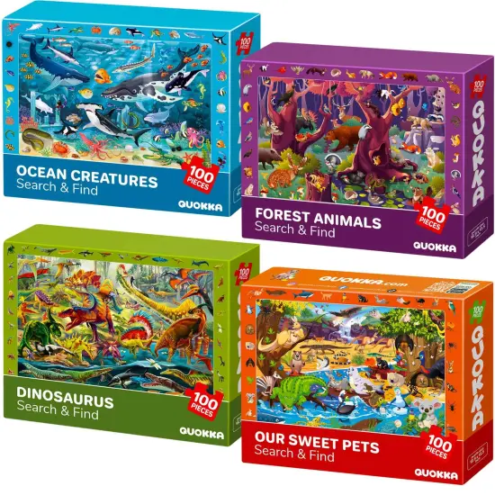 100 Pcs Search & Find Puzzles for Kids | Forest & Ocean {1}