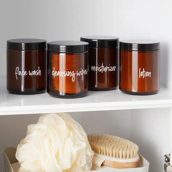 Talented Kitchen 192 Preprinted Bathroom Labels for Containers - White Script Stickers for Organizer Bins, Bath, Beauty Canisters, and Makeup Storage Organization (Water Resistant) {2}