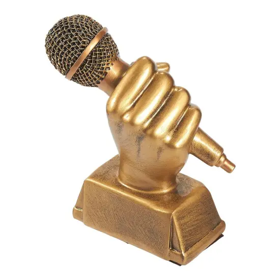 Golden Microphone Trophy - Small Resin Best Singing Award Prize for Karaoke, Lip Sync Battles, Singing Competitions, Birthday Parties (5.5x4.7x2.2 in) {5}