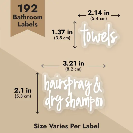 Talented Kitchen 192 Preprinted Bathroom Labels for Containers - White Script Stickers for Organizer Bins, Bath, Beauty Canisters, and Makeup Storage Organization (Water Resistant) {3}