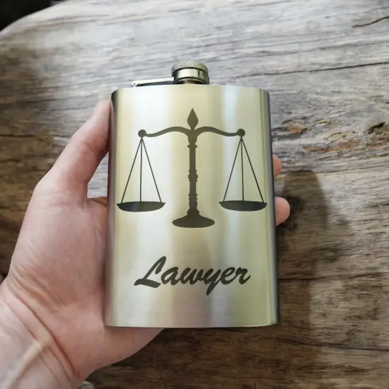 8oz Lawyer Stainless Steel Flask {3}