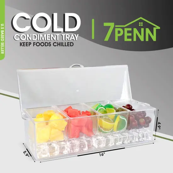 7Penn | Garnish Tray Condiment Tray with Ice Chamber Lid Condiment Containers {2}